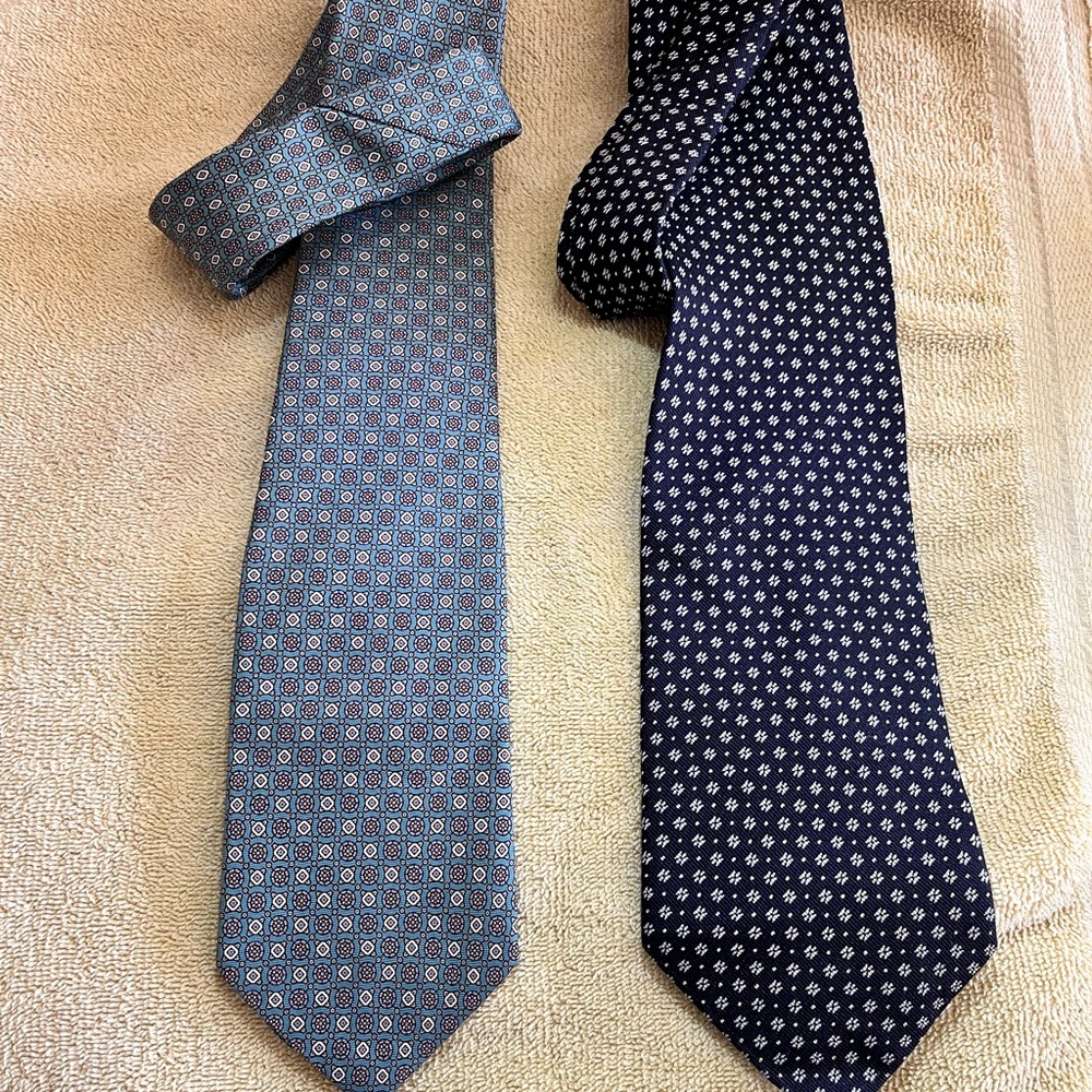 Oscar de la Renta Teal Geometric and Armani  Silk Men's Ties